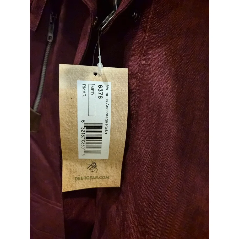 Legendary Whitetails Womens Anchorage Parka Maroon Herringbone Faux Fur Hood MD - Picture 3 of 10